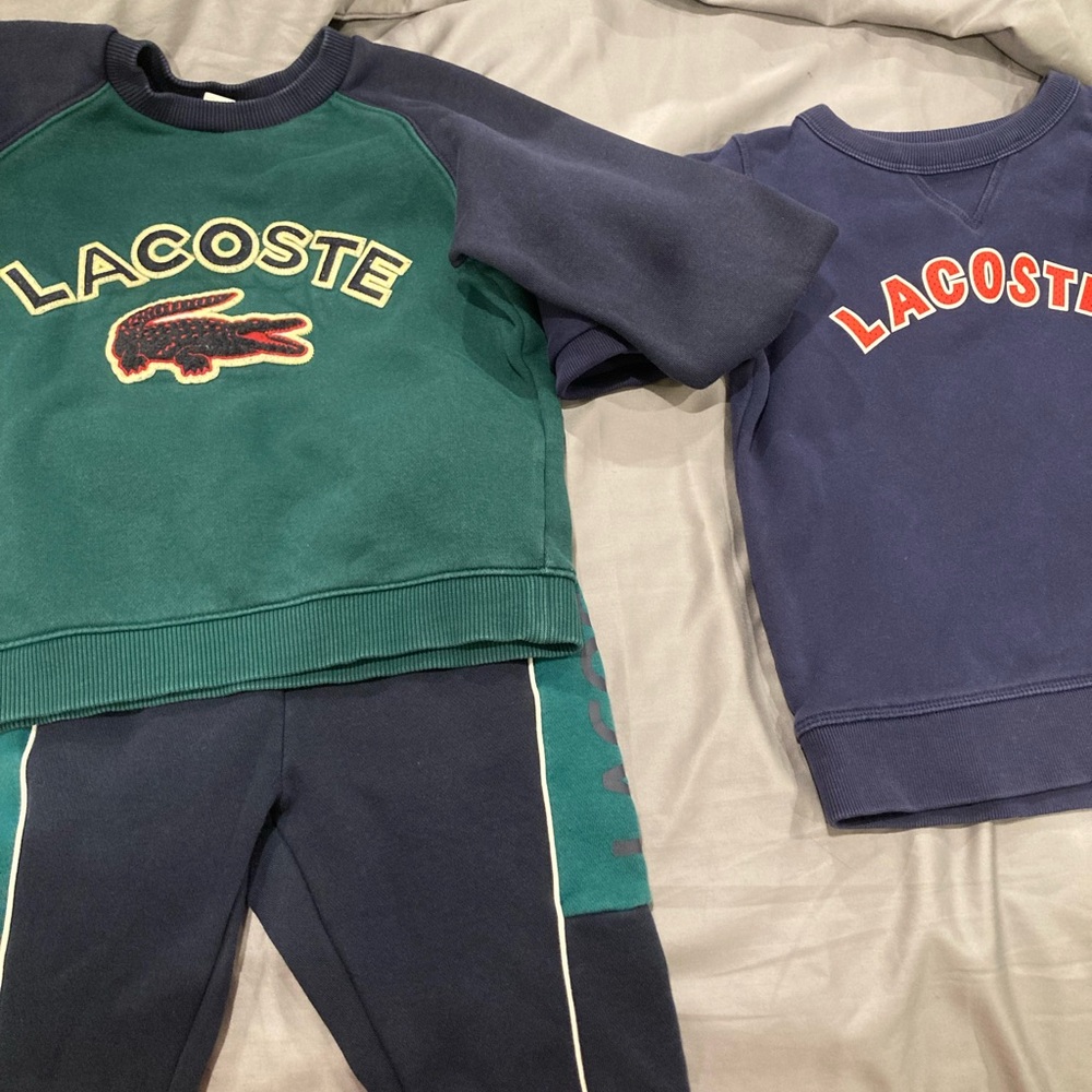 Bundle of Lacoste Green and Navy Kids Outfit Set and sweater